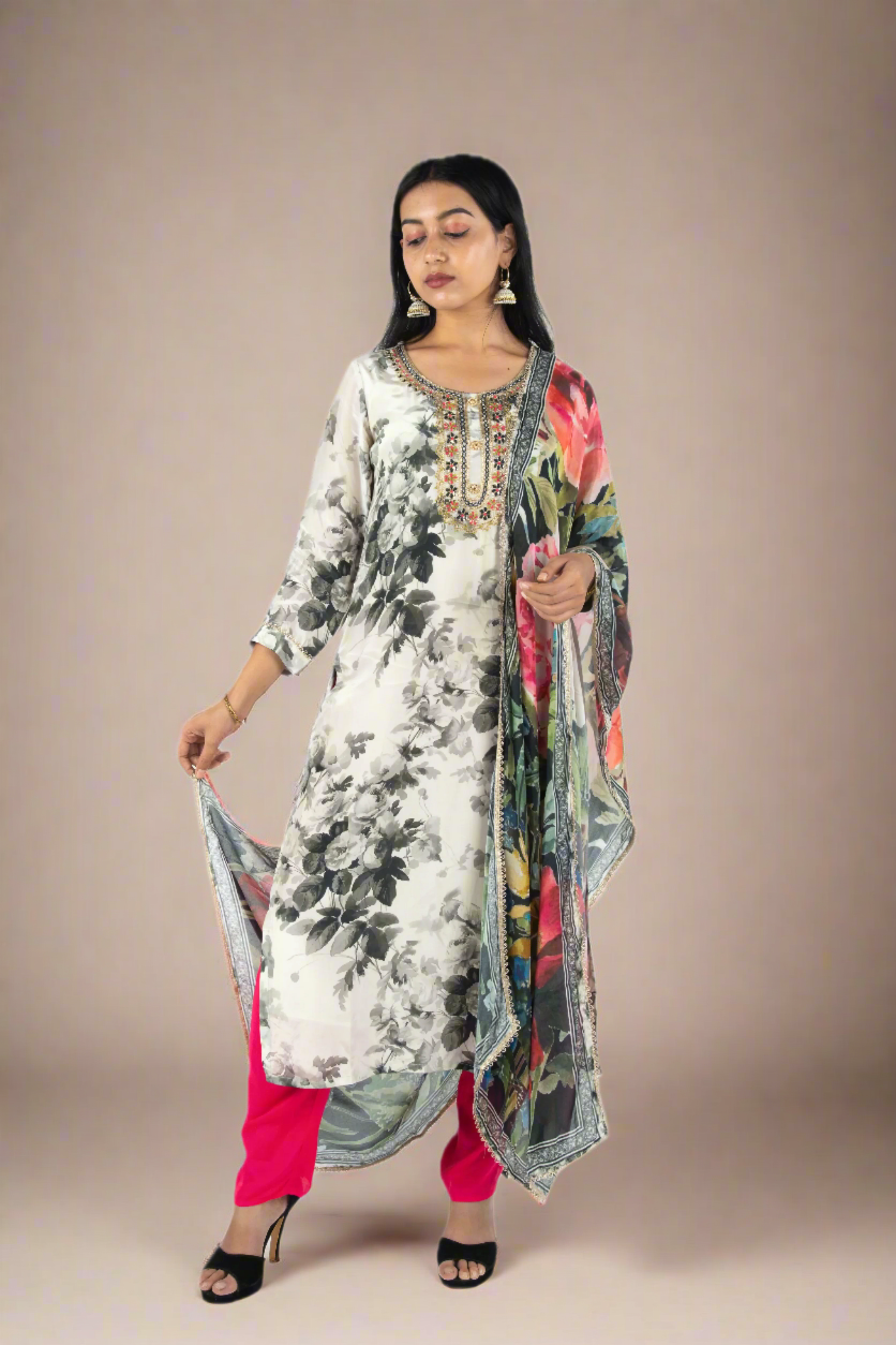 Floral Harmony: printed suit set Suit
