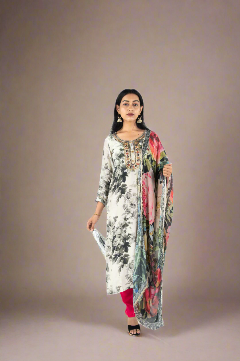 Floral Harmony: printed suit set Suit