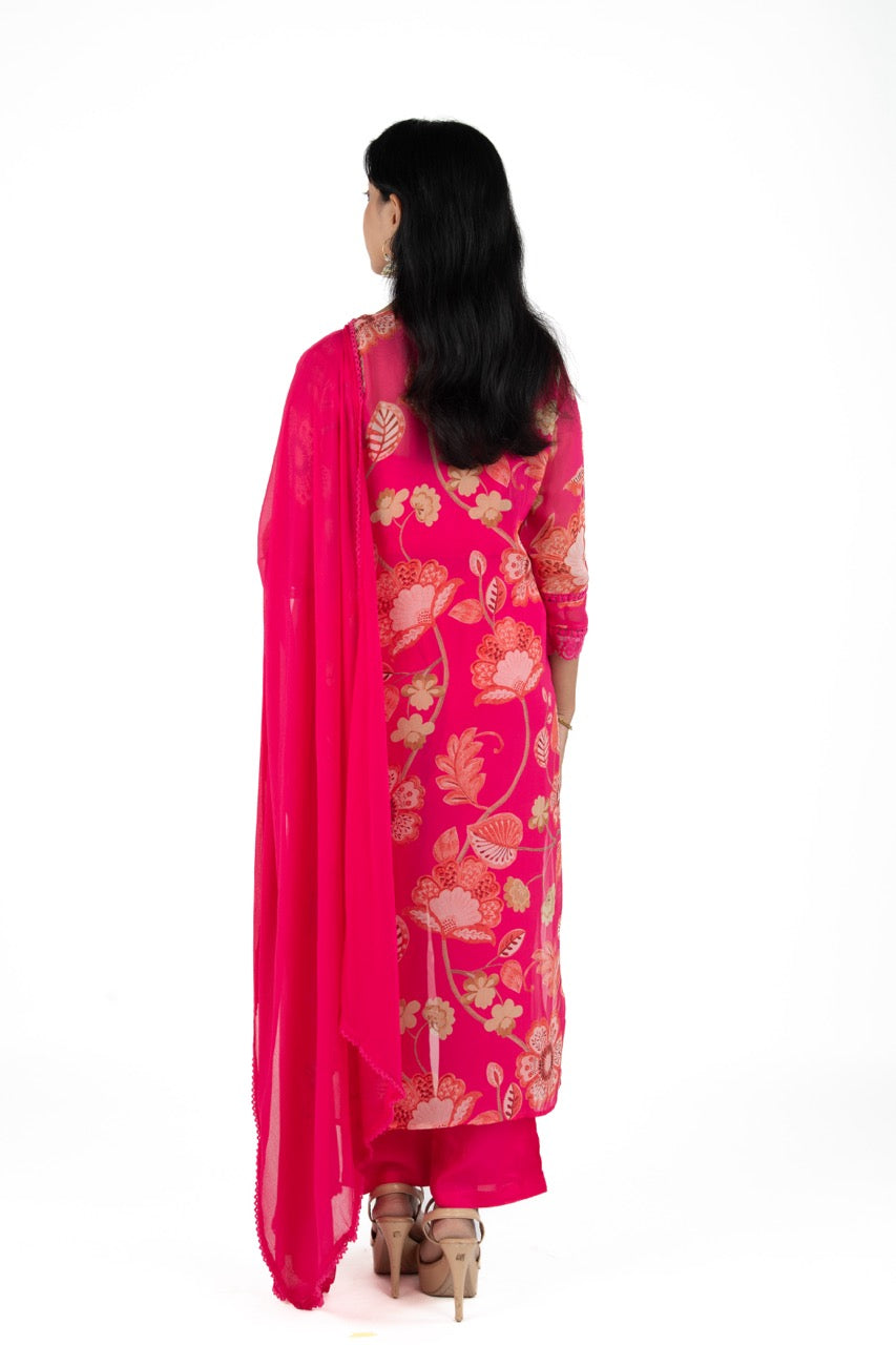 Pink Floral Kurta set Suit
