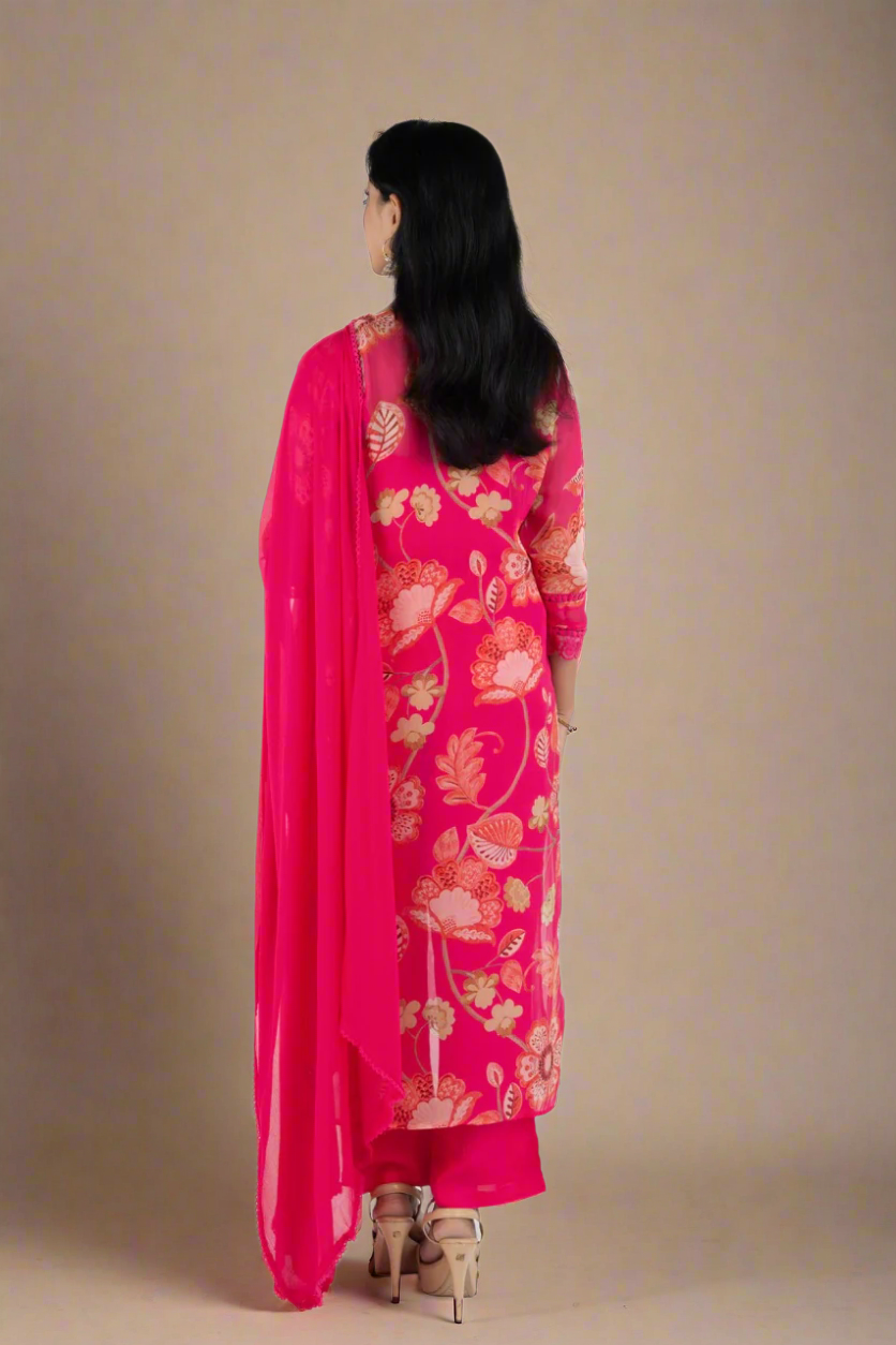 Pink Floral Kurta set Suit