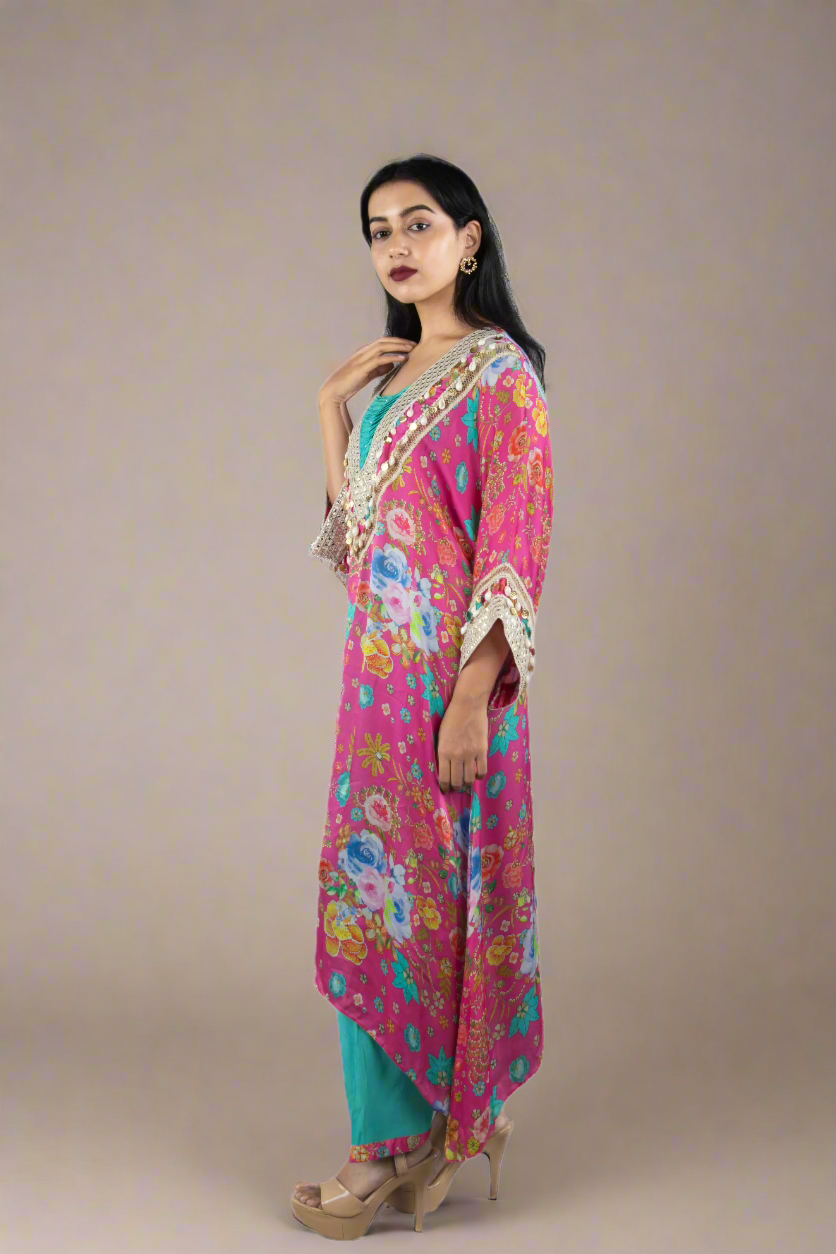 Boho Coastal Bloom Kaftan - Blue kaftans