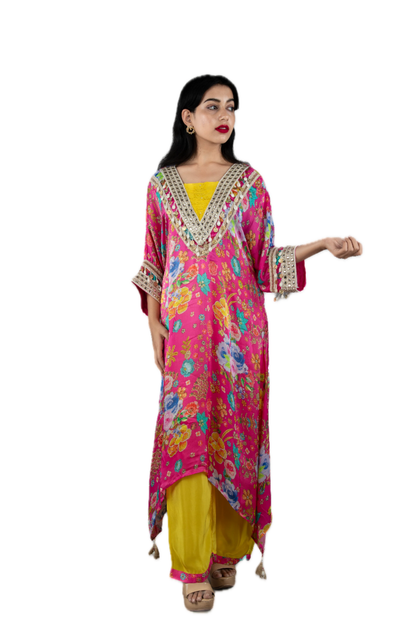 Boho Coastal Bloom Kaftan - Yellow kaftans